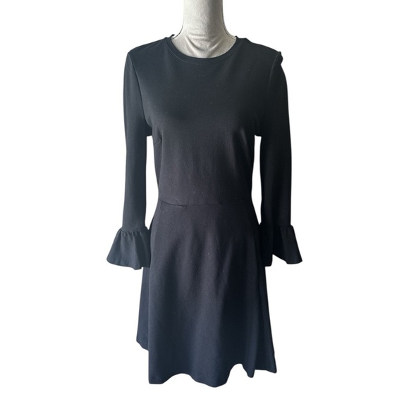 Kate Spade Bell Sleeve Stretch Ponte Fit & Flare Dress - Black - Size Medium - Picture 3 of 9